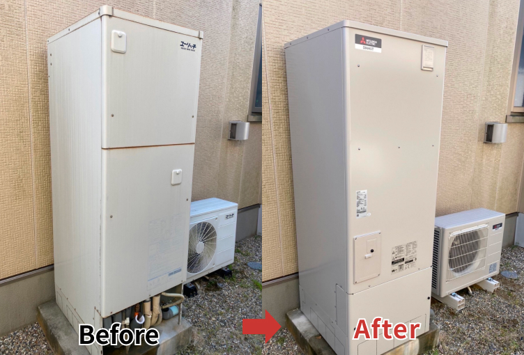 愛知県常滑市　K様。三菱エコキュートに交換しました。